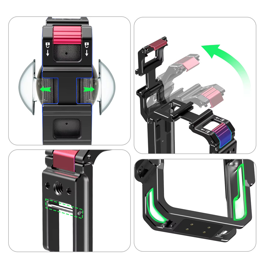 DJI Osmo Action Kamera Magnetische Ladestation mit USB-C Anschluss und Metallrahmen in Schwarz - Bild 1