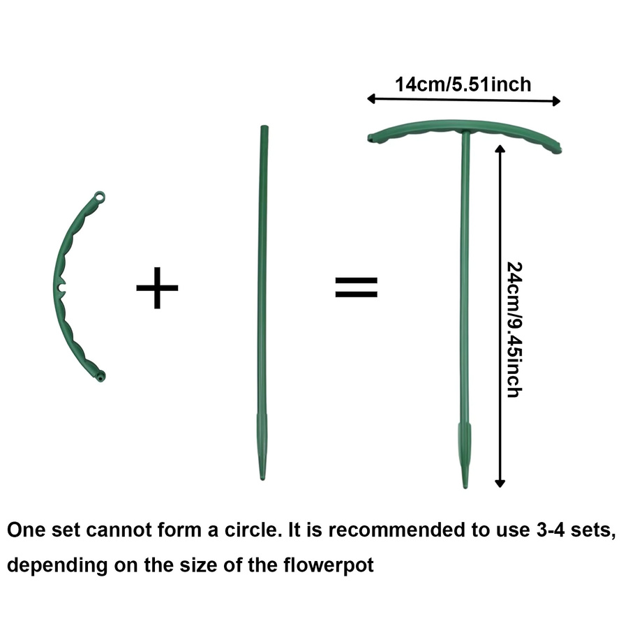 Grünes Pflanzenstützset aus Kunststoff für Blumen und Gewächshäuser, 4 oder 8 Stück, Höhe: 24,0 cm, Breite: 14,0 cm - Bild 1