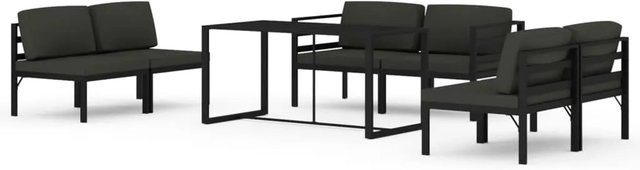 vidaXL 7-tlg. Garten-Lounge-Set in L-Form aus Aluminium mit Kissen in Anthrazit - Bild 1