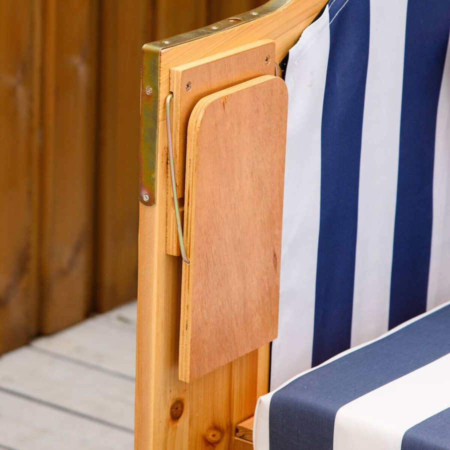 Outsunny Strandkorb in Blau-Weiß gestreift mit Polyrattan und Fußstütze, B/H/T: 79 x 118 x 160 cm - Bild 3