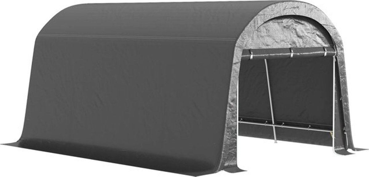 Outsunny Aufbewahrungszelt für Fahrräder und Geräte aus Kunststoff und verzinktem Stahl, Dunkelgrau, B: 300 cm, H: 230 cm, T: 450 cm - Bild 3