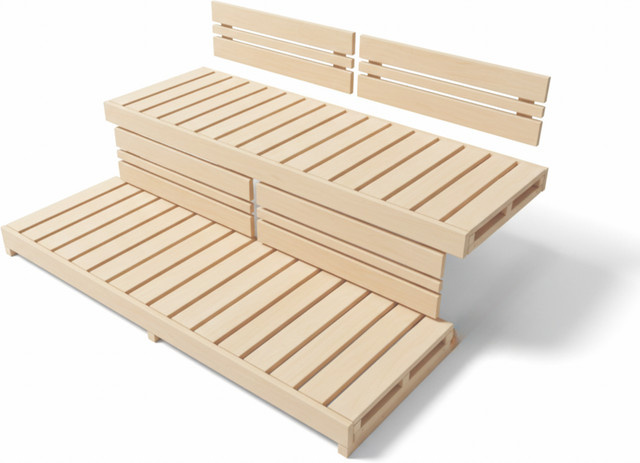 Suleno Saunabank MALMÖ mit Rückenlehnenset aus Hemlock-Holz, Breite: 146 cm, Tiefe: 50 cm - Bild 1