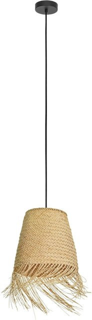 Eglo Pendelleuchte Aycliffe in Schwarz im Boho-Stil aus Seegras und Rattan, 1-flammig, Durchmesser: 30 cm, Höhe: 110 cm - Bild 1