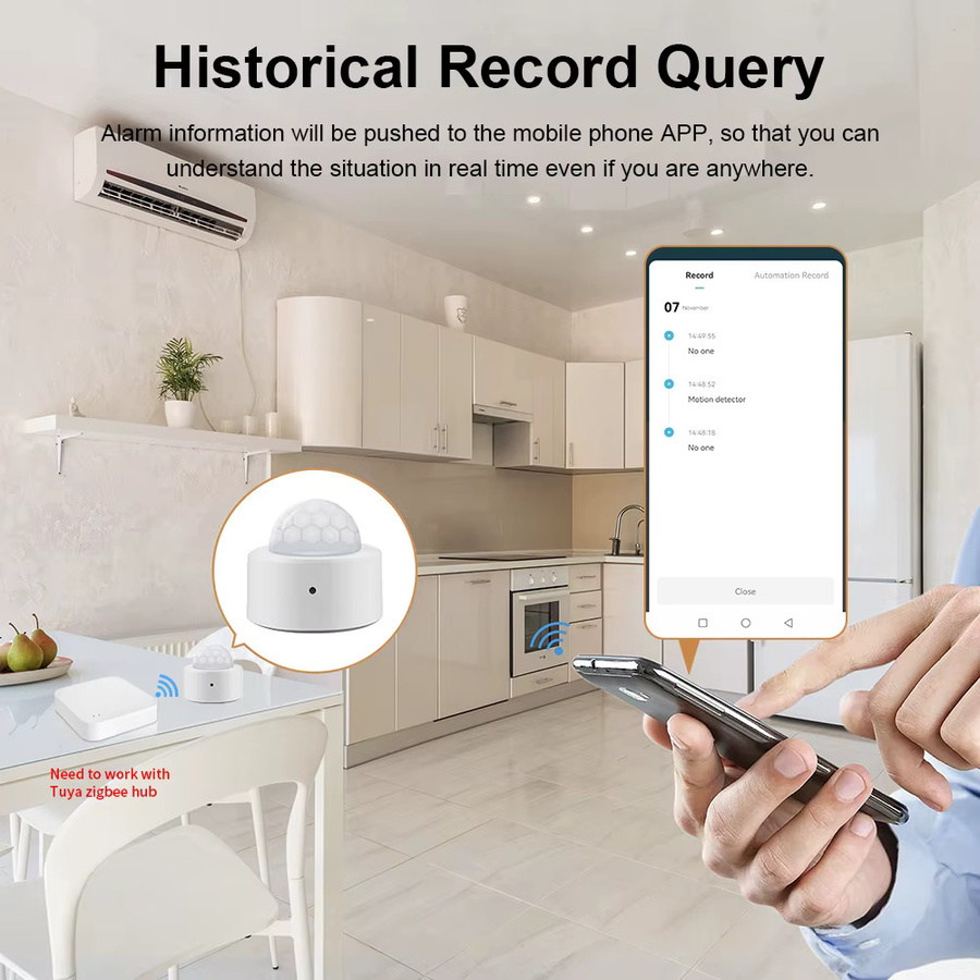 Tuya Zigbee Bewegungssensor mit PIR-Technologie für Smart Home Sicherheitsalarm, Weiß - Bild 3