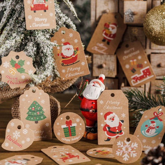 50 Stück Weihnachts-Themenetiketten aus Papier für Weihnachtsdekoration und Neujahrsornamente - Bild 1