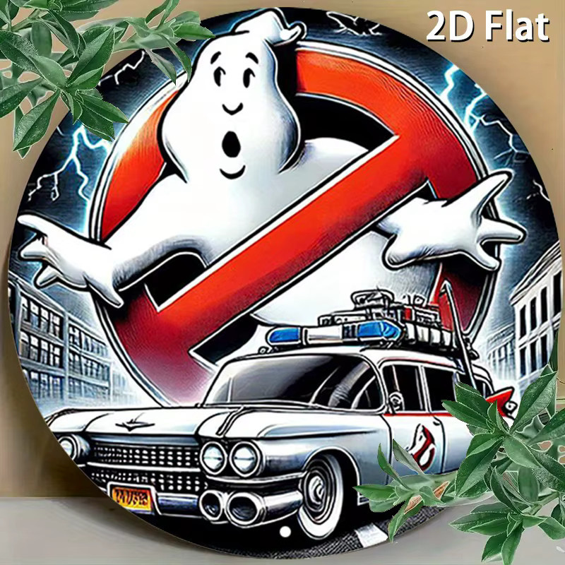 Potdemiel Ghostbusters Ecto-1 Rundes Aluminium-Metallblechschild in Mehrfarben, Rustikale Wandkunst Durchmesser: 20 cm - Bild 5