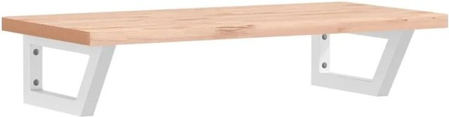 vidaXL Waschbeckenregal zur Wandmontage aus Stahl und Massivholz Buche in Weiß und Braun - Bild 1