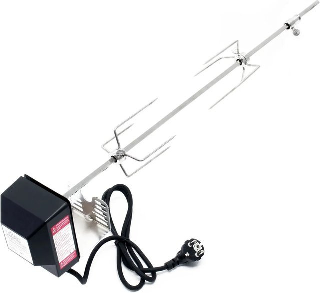 Wiltec Drehspieß Rôtisserie aus Edelstahl in Silber mit 2 Fleischklammern, Länge: 70 cm - Bild 1