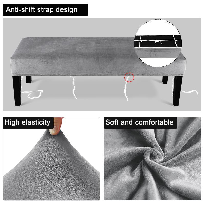LEVIVEI Samtstoff-Bankbezug mit floralem Design, elastischer Sitzbezug für Esszimmer oder Wohnzimmer - Bild 2