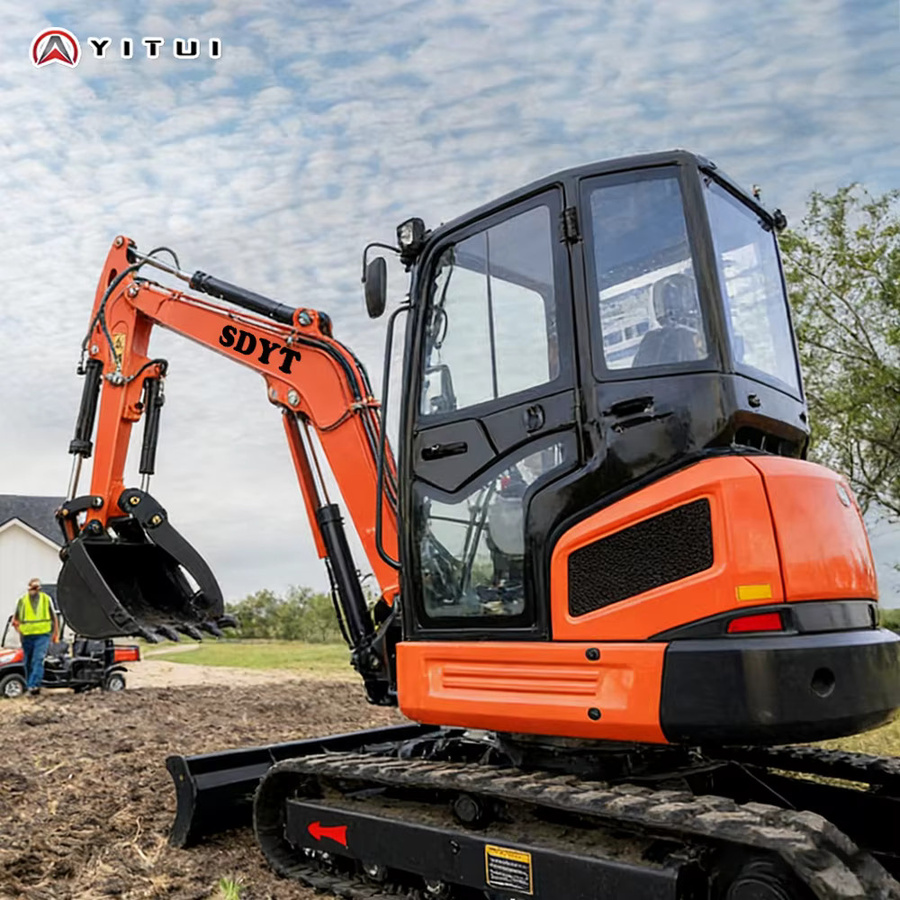 YITUI Mini-Bagger 6,5 Tonnen Kompaktbagger mit Schaufelaufsatz in Orange - Bild 3