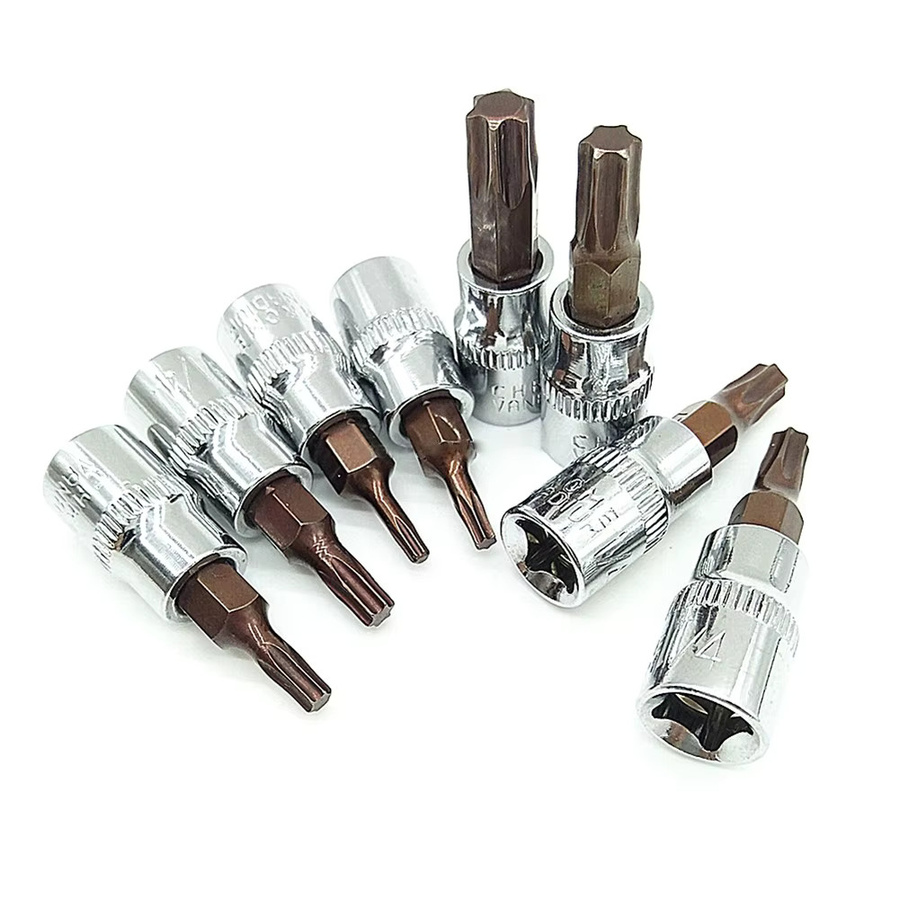 DAZZLEEX 1-teiliges Antriebssteckschlüsselsatz mit Sechskant- und Torx-Schraubendreher-Bits, 1/4 Zoll Adapter, Farbe: Silber, Größen: T8, T10, T15, T20, T25, T27, T30, T40 - Bild 2