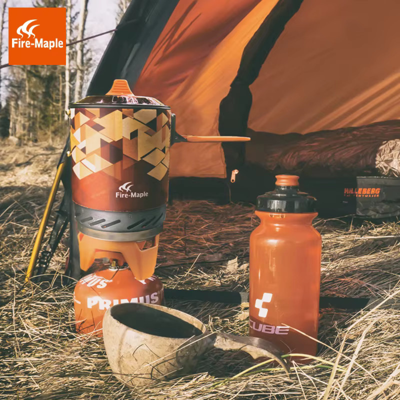 Fire-Maple FMS-X2 Outdoor Gasherd Camping Kochsystem mit Wärmetauscher in Schwarz und Orange - Bild 3