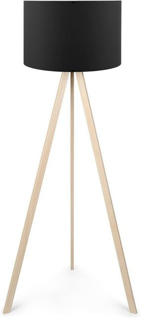 Opviq Stehlampe Eiche und Schwarz mit E27 Fassung, B/H/T: 38 x 140 x 38 cm - Bild 1