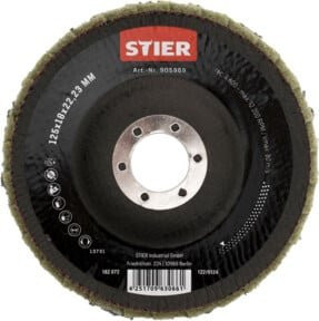 Stier Vlies Fächerschleifscheiben fein für Winkelschleifer Durchmesser: 125 mm, Breite: 18 mm, Bohrung: 22,23 mm - Bild 1