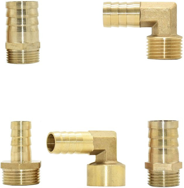WXRWXY Schlauchkupplung aus Messing in Gold mit Außengewinde 1/2 oder 3/4 Zoll und Widerhakenverbinder für 14 mm, 16 mm, 19 mm oder 25 mm - Bild 1