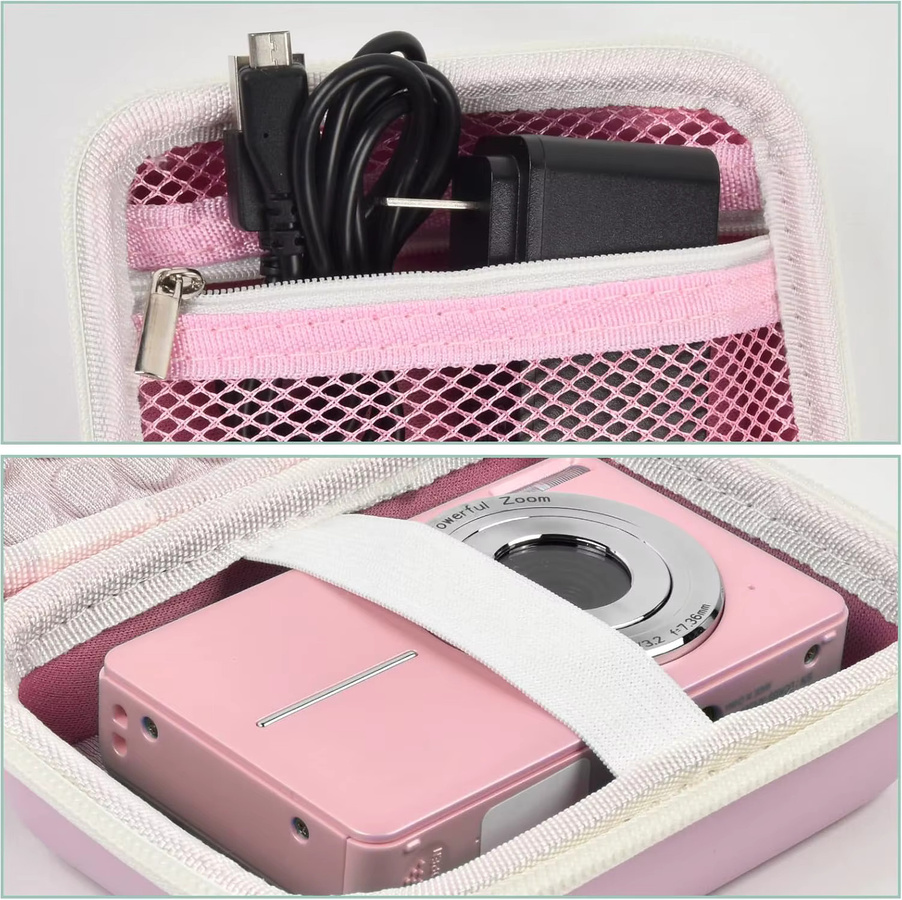 Kasfoti Aufbewahrungstasche für Digitalkameras in Pink, kompatibel mit CAMKORY, Lecnippy, Lecran, Kodak PIXPRO und Qumcou - Bild 3
