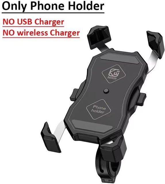 VIKEFON Motorrad-Telefonhalter mit kabellosem Schnellladen und USB-C Anschluss, Handy-Lenkerhalterung in Schwarz - Bild 1