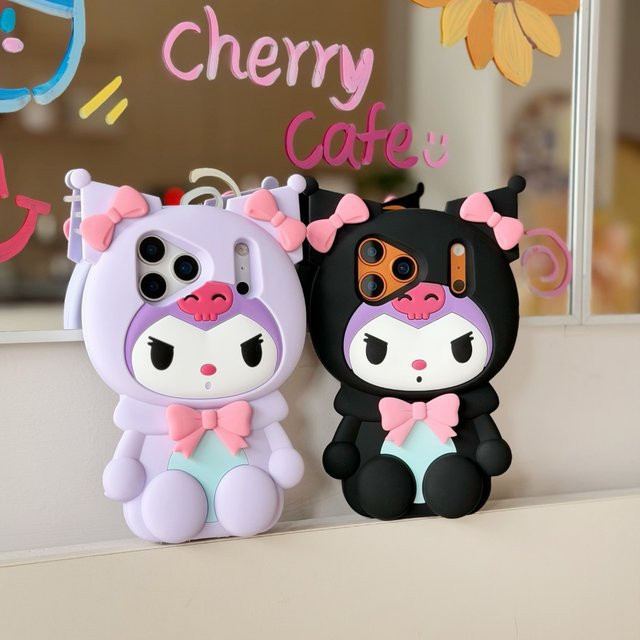 Sanrio Kuromi 3D Cartoon Handyhülle aus weichem Silikon für iPhone, Farbe: Lila - Bild 1