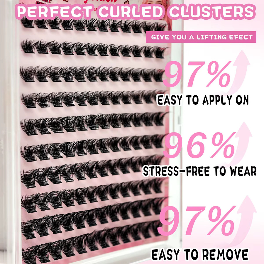 zhonghuirong Cluster-Wimpern, C-Curl, 9-13 mm, 120 Stück, natürlich - Bild 4