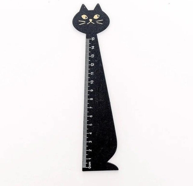NATAWA Holzlineal mit Katzenmotiv in Schwarz, Länge: 15 cm - Bild 1