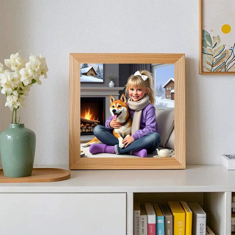 AZQSD 5D Diamantgemälde Set mit niedlichem Hund in Winterszene, Acryl-Diamant-Malerei mit Full Round Steinen - Bild 3