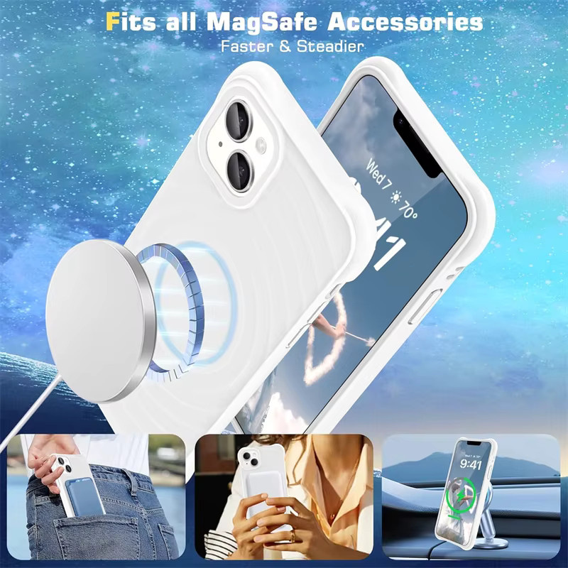 newteneight Ripple Flüssigsilikon-Magnethülle mit MagSafe für iPhone 17 Air 16 15 14 13 Pro Max Plus in Weiß - Bild 2