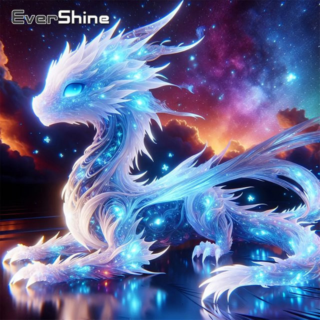 Evershine Diamant-Gemälde Drache DIY Mosaik-Kunstset mit quadratischen Strasssteinen B/H: 20 x 20 cm - Bild 1
