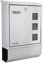 Rottner Briefkasten Corto Inox aus Edelstahl in Silber, Wandmontage mit Namensschild, Sichtfenster, Postrolle und Zylinderschloss, B: 30,0 cm, T: 10,0 cm, H: 43,5 cm - Bild 1