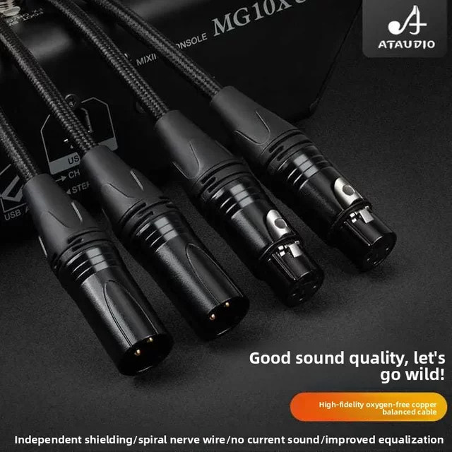 XLR-Audiokabel mit XLR-Stecker auf XLR-Buchse in Schwarz für Lautsprecher, Live-Streaming und Aufnahmen - Bild 1