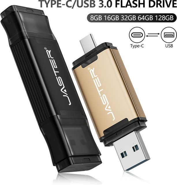 JASTER 2-in-1 USB-C und USB 3.0 Flash-Laufwerk in Rot mit 128 GB Speicherplatz - Bild 1