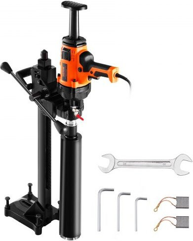 VEVOR Kernbohrmaschine 2000 W mit Ständer und Kernbohrern für Nass- und Trockenanwendung in Beton, Bohrdurchmesser 2,03-16 cm, Farbe: Orange - Bild 1