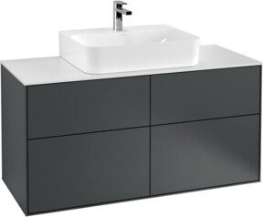 Villeroy & Boch Finion Waschtischunterschrank weiß lackiert mit Scharniertüren und internen Schubladen, B: 120 cm, T: 60,3 cm, H: 50,1 cm - Bild 1