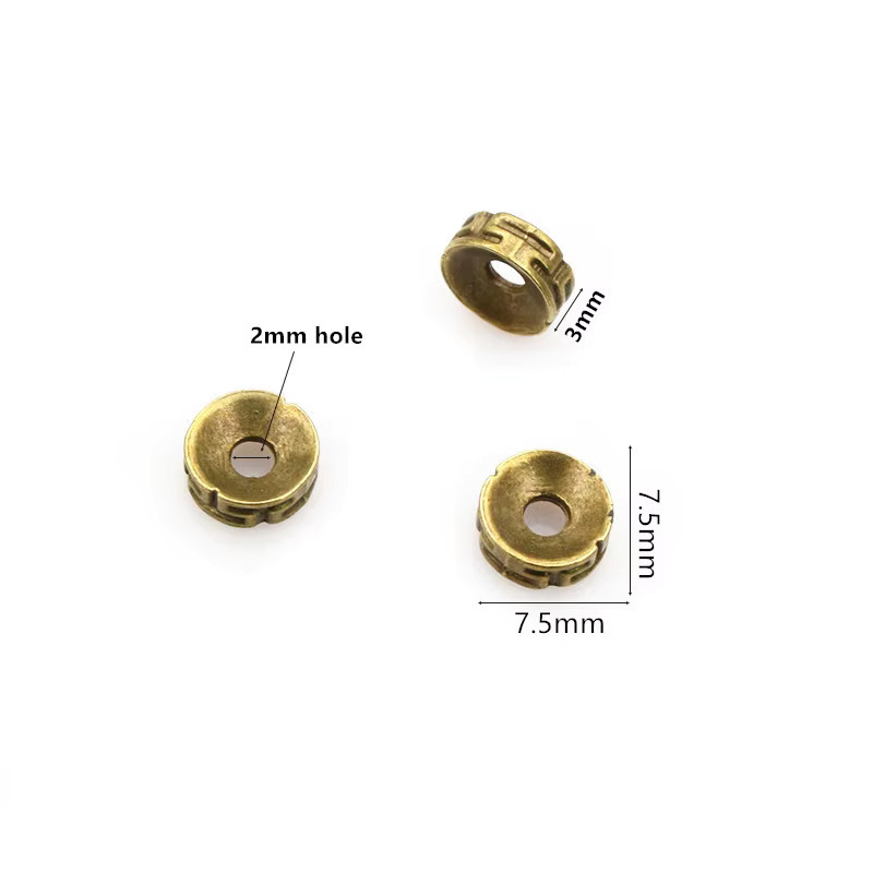 Perlen Stopper Metall, 7,5x3mm, Bronze Gold Silber Farbe, Unisex - Bild 2