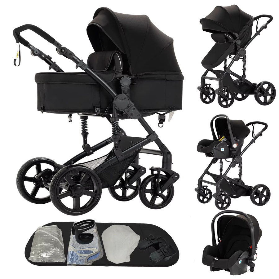 Magic ZC 3-in-1 Kinderwagen mit Autositz und Buggy, faltbares Reisesystem, Schwarz - Bild 7