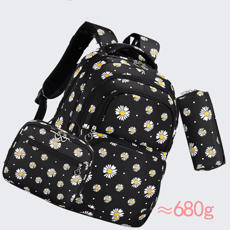 3-teiliges Schultaschen-Set für Mädchen mit Rucksack, Lunchbox und Federmäppchen in Blau und Schwarz - Bild 4