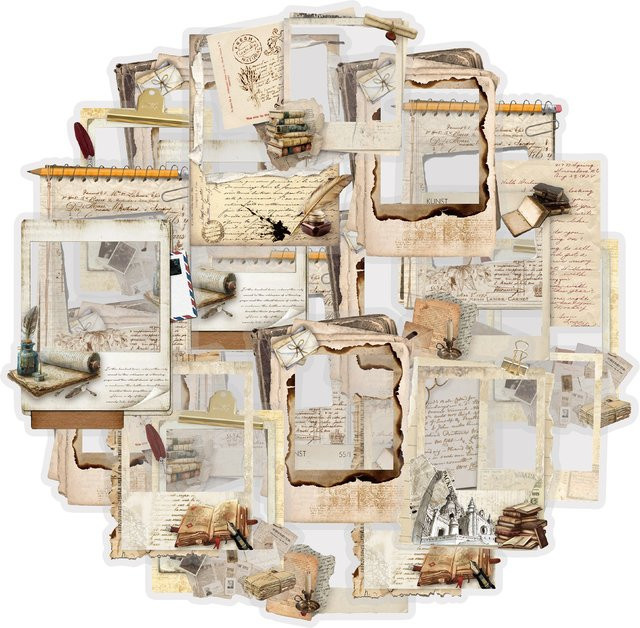 Etori Life Paper Time Vintage-Briefstil Tagebuch-Randaufkleber in Gelb und Beige, 20 Stück Scrapbook-Zubehör aus Papier - Bild 1