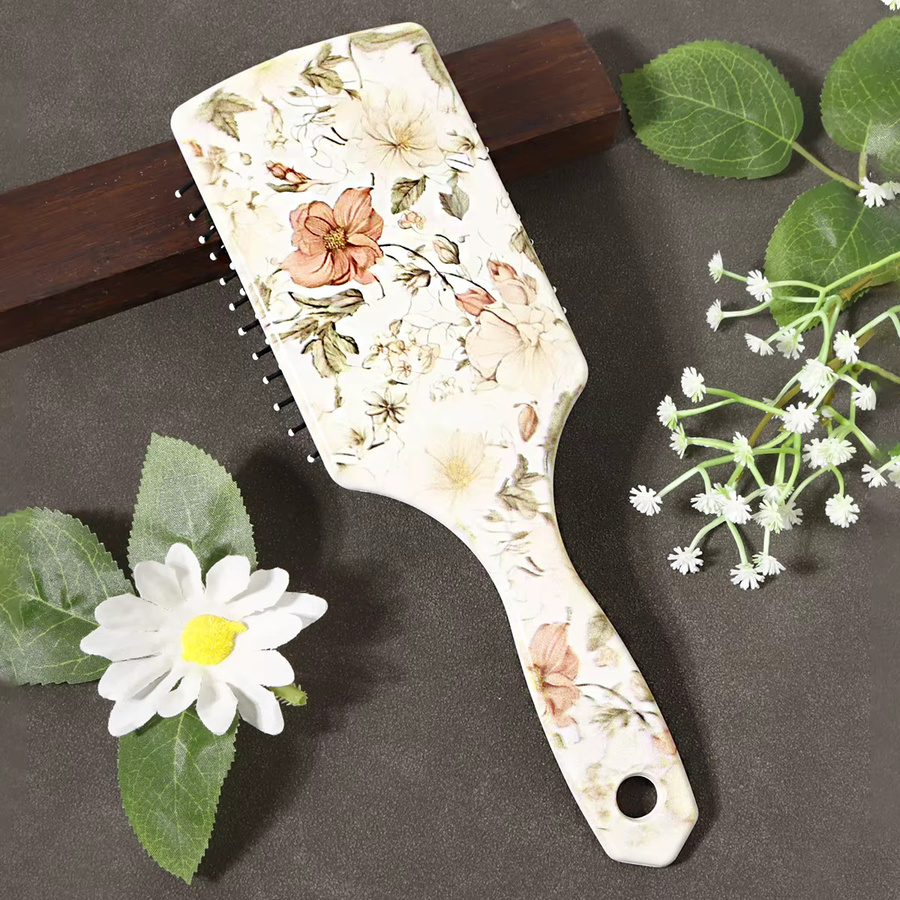 Antistatische Haarbürste mit Blumenmuster, für Echthaarperücken - Bild 3