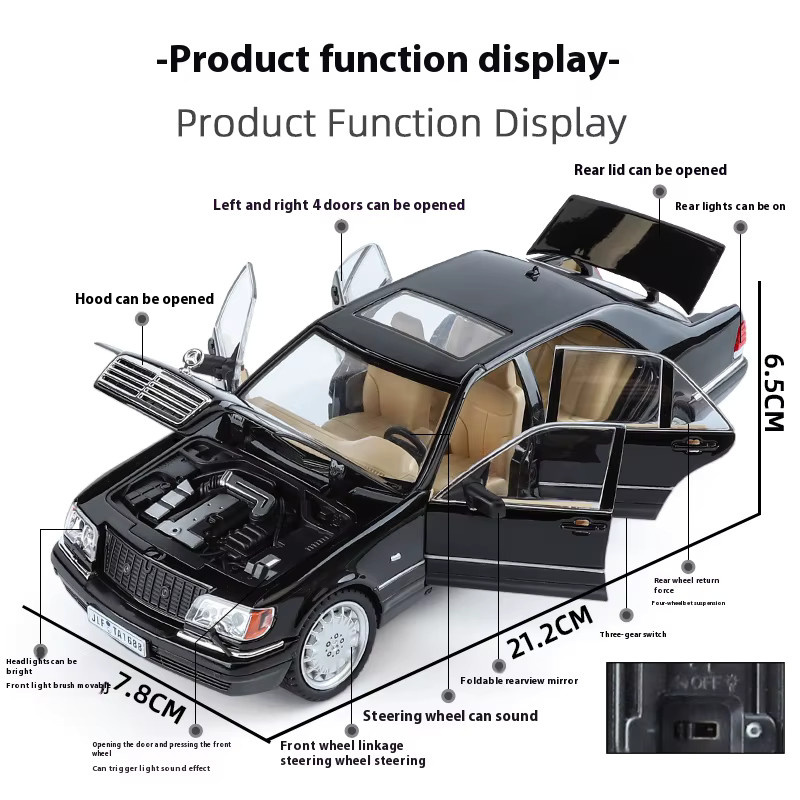 Maisto W140 320SEL Klassische Limousine, Modell Auto, 1:24, mit Licht und Sound - Bild 2