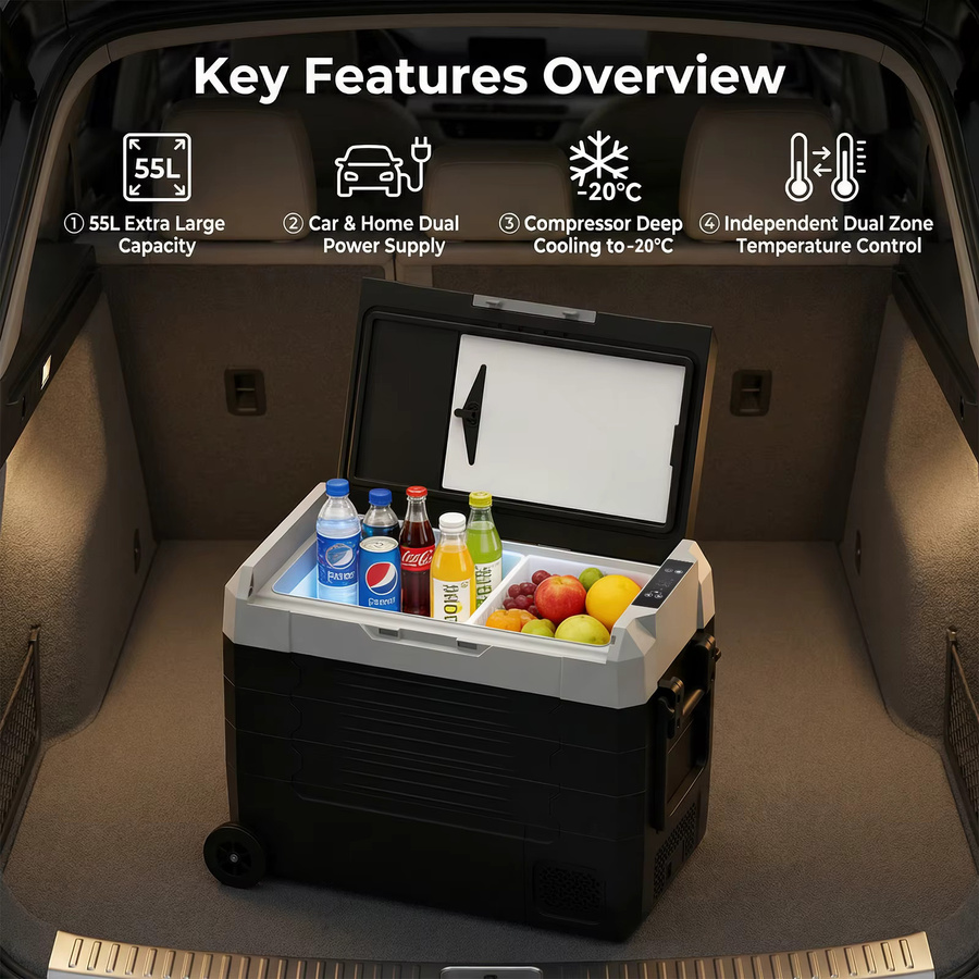 Podofo Tragbarer Autokühlschrank mit LED-Digitalanzeige für Camping und Reisen - Bild 3