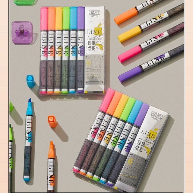 Kissbuty Pastell-Textmarker-Set in 6 Farben mit Keilspitze und schnell trocknender Tinte für die Schule - Bild 1