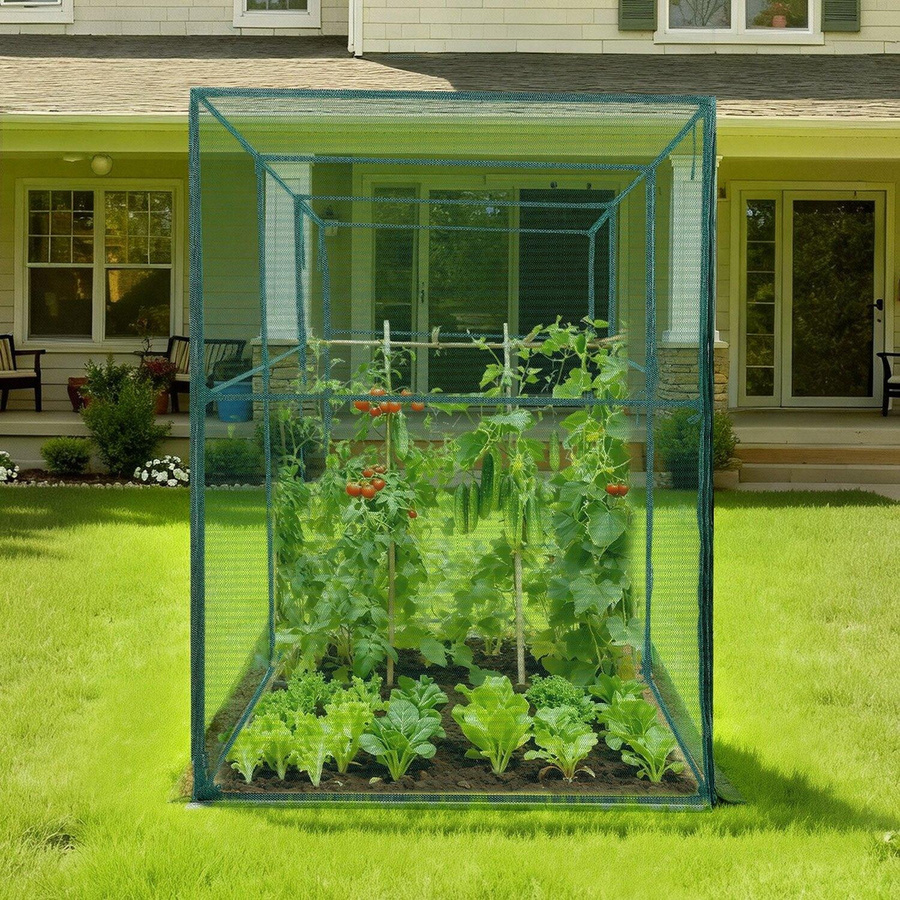 Buying Solutions MB Pflanzenschutz-Käfig in Grün mit Reißverschlusstür, windbeständiges Pflanzenschutz-Zelt für Garten und Terrasse, B/T/H: 356 x 120 x 194 cm - Bild 4
