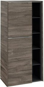 Villeroy & Boch Mittelschrank Subway 3.0 in Eiche braun mit Glastüren, Wandmontage, B/H/T: 57,4 x 120 x 36,2 cm - Bild 1