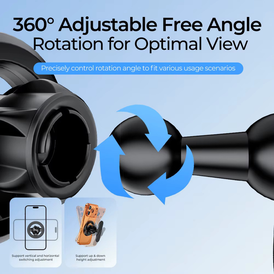 QGhappy Magnetische Auto-Handyhalterung für MagSafe in Schwarz, Verstellbarer und Abnehmbarer Anti-Rüttel-Ständer für iPhone 17 16 Pro und Samsung - Bild 3