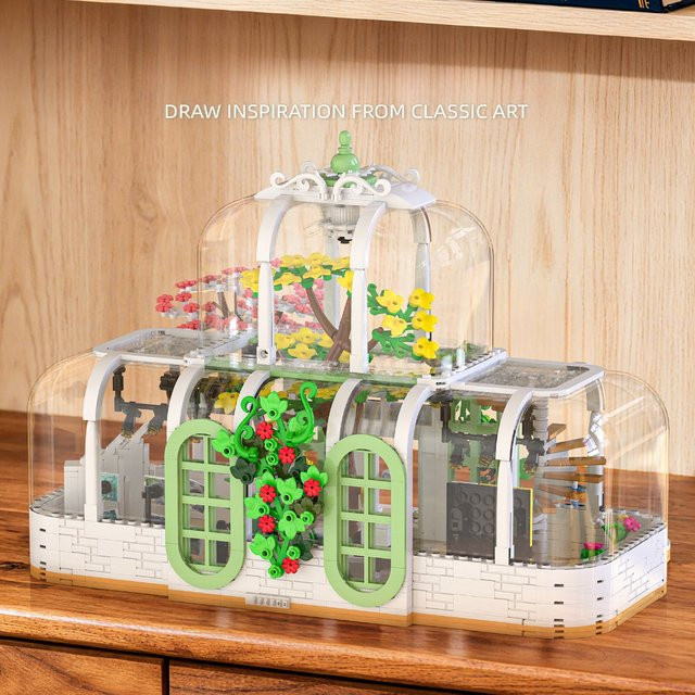 SixBricks MOC Kunst Transparent Baum Blume Haus, Bausteine Set - Bild 1