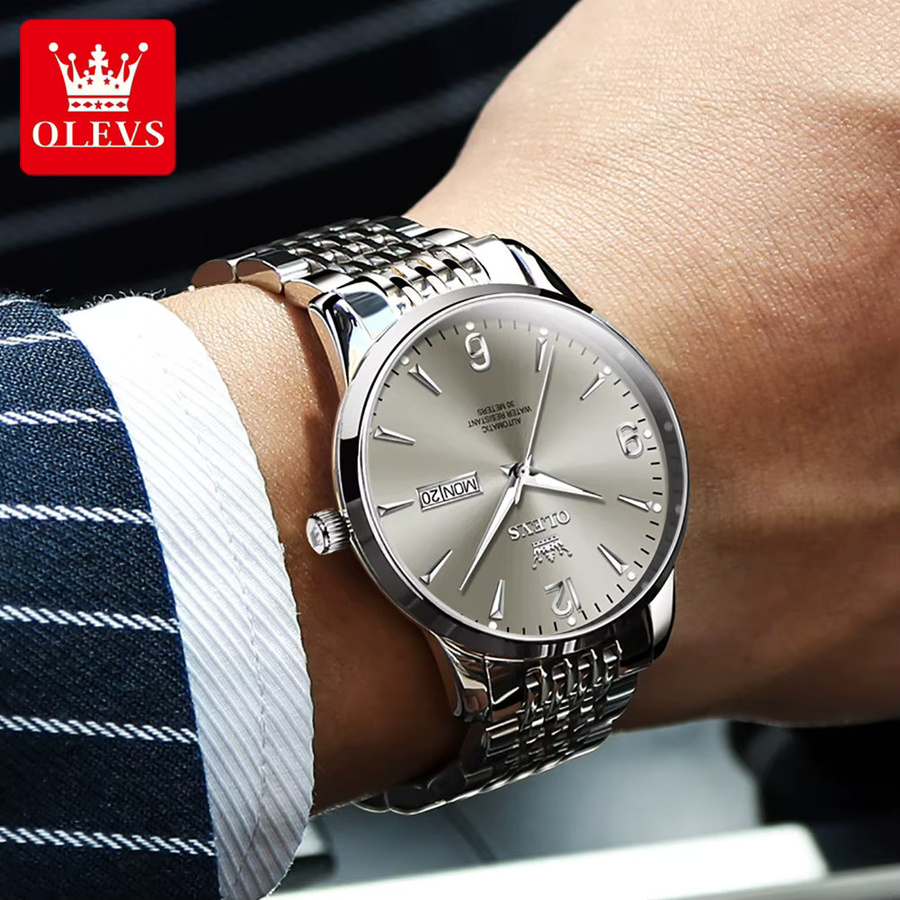 OLEVS Armbanduhr Edelstahl, Automatik, Silber, Herren - Bild 3