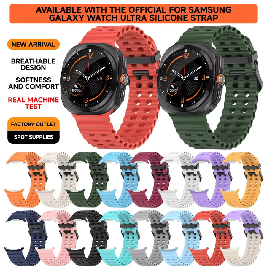 OAKCHARM Schutzset für Samsung Galaxy Watch Ultra 2025 47mm mit gehärteter Glasabdeckung und Silikonarmband - Bild 3