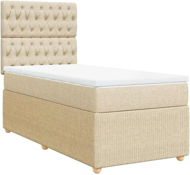 vidaXL Boxspringbett mit Matratze Hybrid-Design mit Taschenfederkern in Creme, B/T/H: 100 x 200 x 140,5 cm - Bild 1