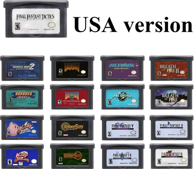 GBA Spielkassetten Kollektion für Game Boy Advance: Retro Modul-Set mit Final Fantasy, Advance Wars, Metroid, Kirby, Golden Sun, Doom und Breath of Fire in Multicolor - Bild 1