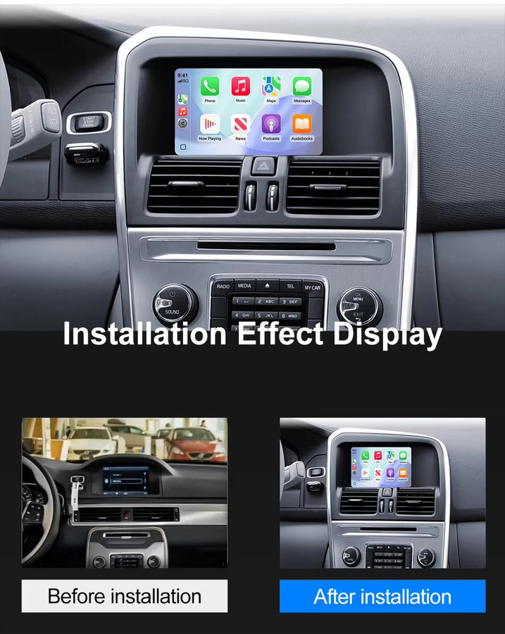 Multimedia Player mit GPS Navigation, WiFi und Carplay für Volvo V70 XC70 S80 (2012-2015), Schwarz - Bild 5