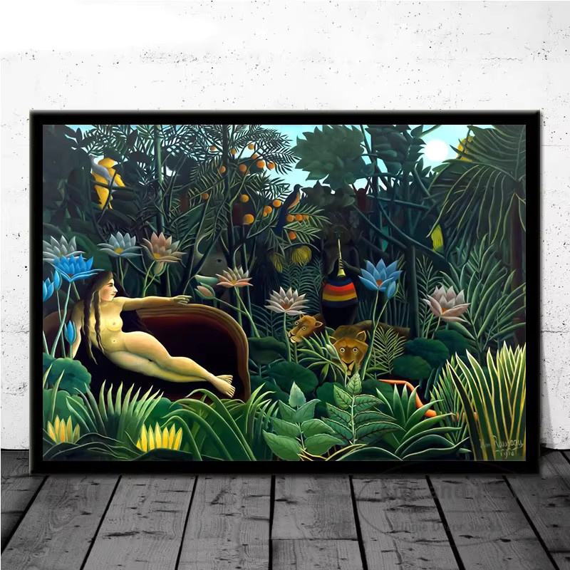 Potdemiel Vintage Henri Rousseau Tropische Dschungeltiere und Botanik Leinwandmalerei, Mehrfarbig - Bild 2